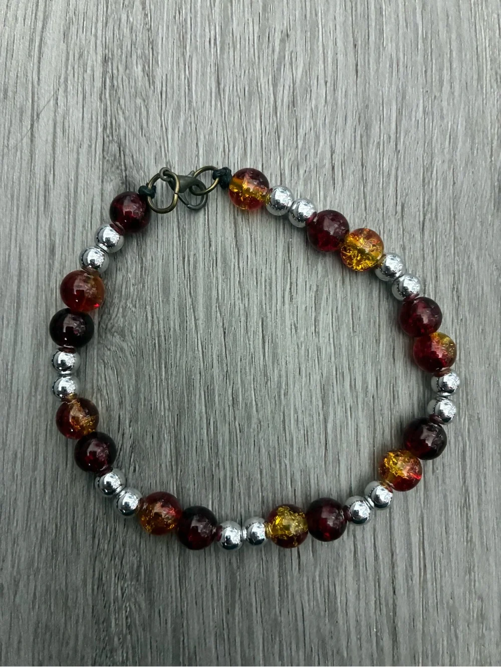 Women's Amber and Silver Beaded Bracelet